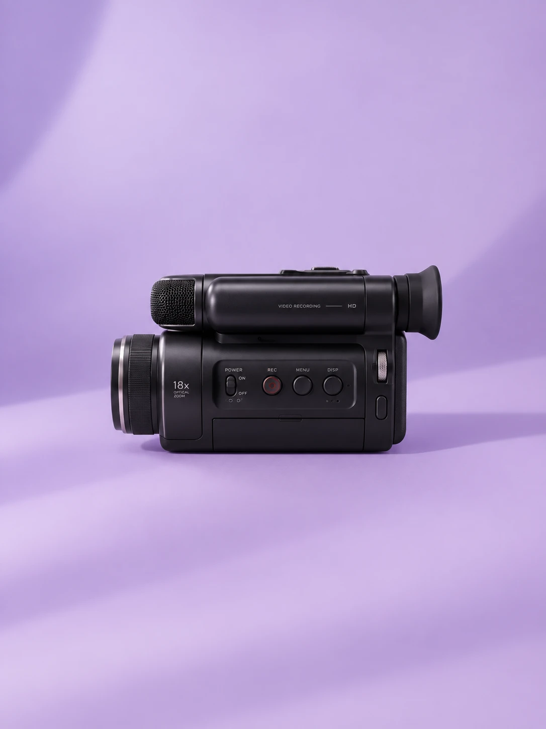 Kamera video di latar lavender